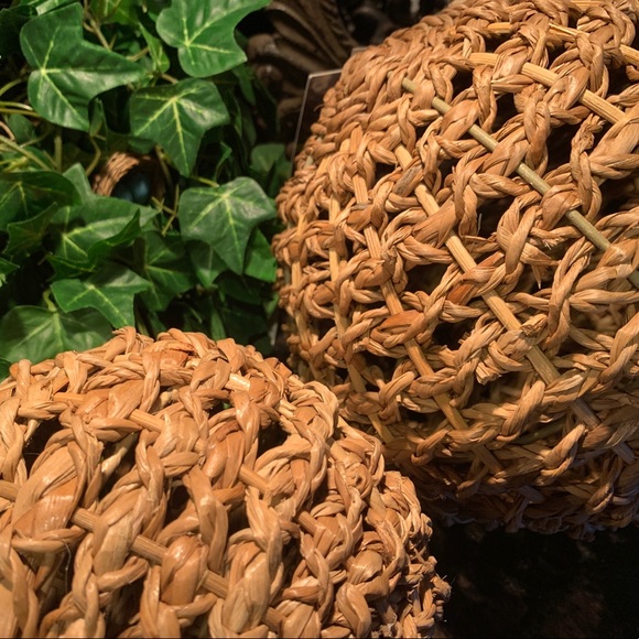Woven Seagrass & Metal Spherical Objects Set/2 New - Picture 2 of 2